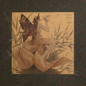 Composition avec nymphe ailée soufflant parmi les roseaux - Alexandre de Riquer